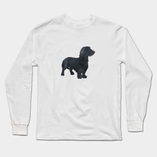 Wire Haired Dachshund Black Art Silhouette Long Sleeve T-Shirt